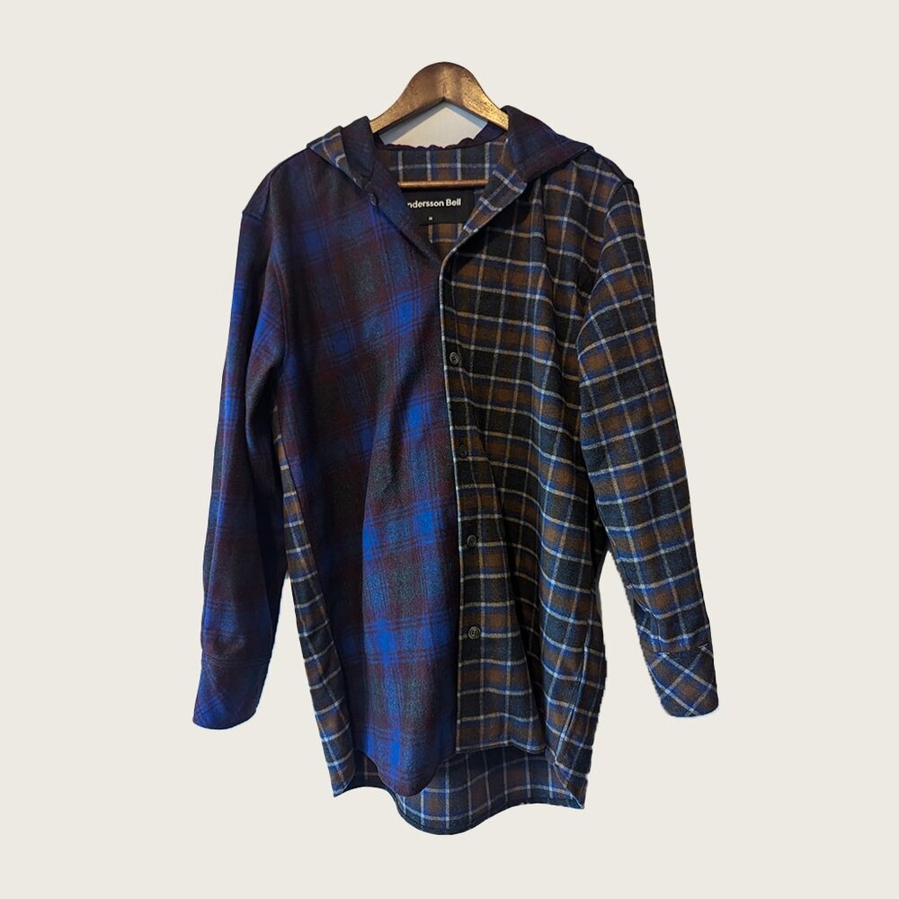 ANDERSSON BELL - David contrast wool hoodie shirt - Sz M